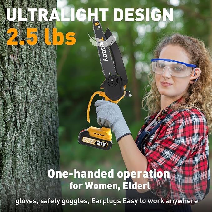 8 Inch Mini Electric Chainsaw Cordless, 6 Inch Portable Chain Saw for Makita 18V Battery Powered Saws Small HandHeld Saw with 2 Batteries and Chains Yard Tool Tree Trimming Wood Cutting Gifts Men Dad
