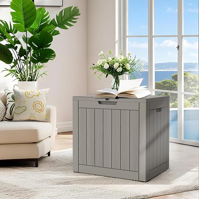 Outdoor Storage Box 22 Gallon, Deck Box Waterproof, Small Storage Bins with lids, Weatherproof Resin Lockable Storage for Secure Package Deliveries & Indoor Storage in Garden or Patio, Yard