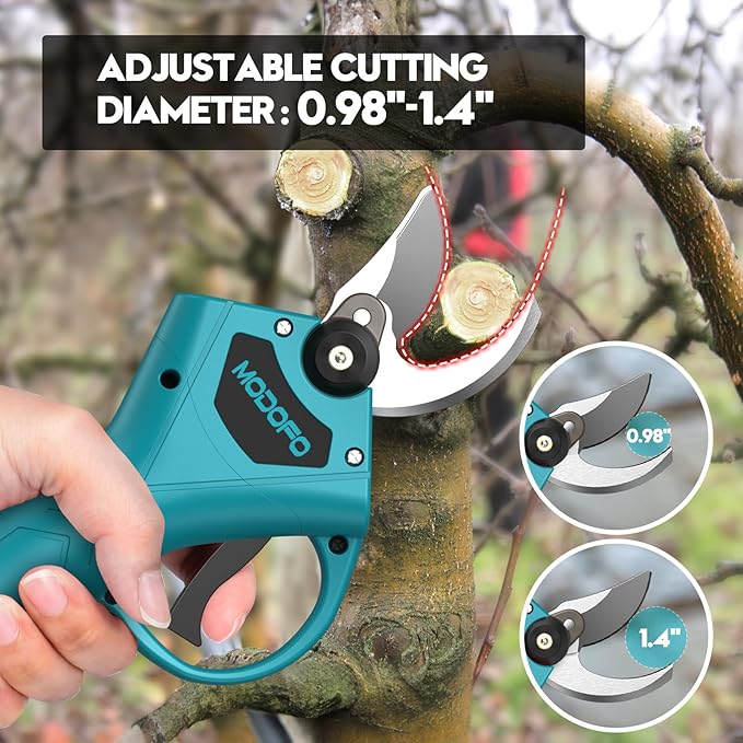 Electric Pruning Shears, Upgraded 1.4'' Cutting Diameter Powerful Brushless Motor Cordless Pruning Shears with 2PCS Rechargeable Batteries for Gardening Tree Branch