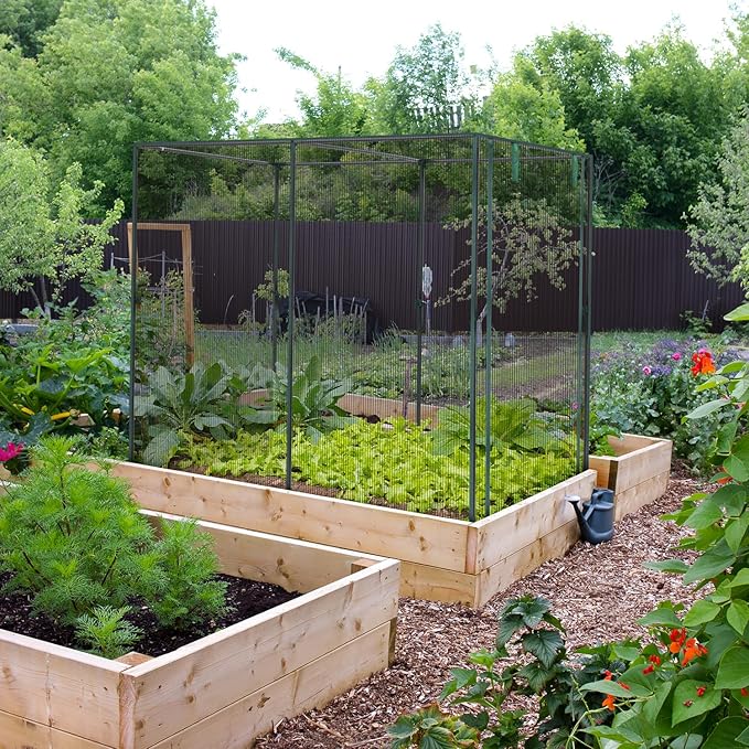 Ohuhu Crop Cages for Garden Plant:6.6x3.9x5.3 Ft Plant Protection Tent with Zippered Door, Raised Bed Cover, Garden Bed Cover with Frame, Wind-Resistant Plant Cages for Outdoor Plants