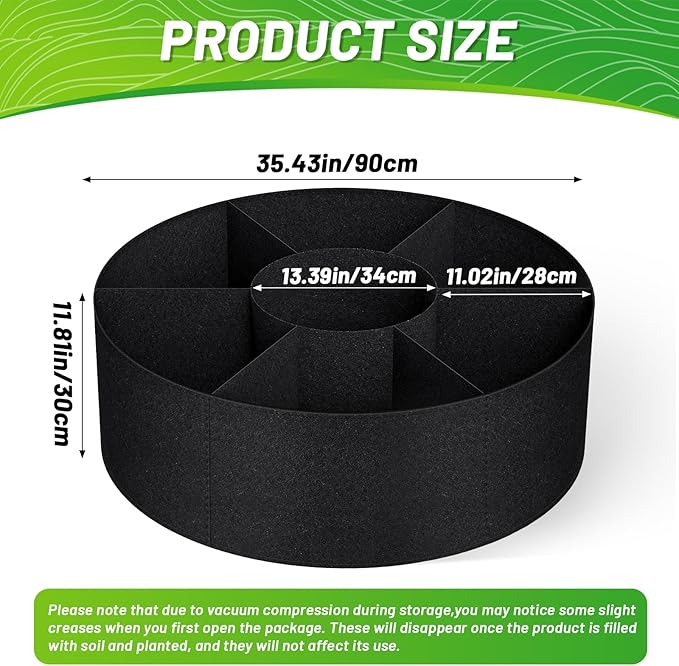 GREANER Fabric Raised Garden Bed, 3x1FT Garden Growing Bags with 7 Grids, Above Ground Planters for Vegetable Garden, Garden Containers Outdoor for Vegetables Flowers Plants