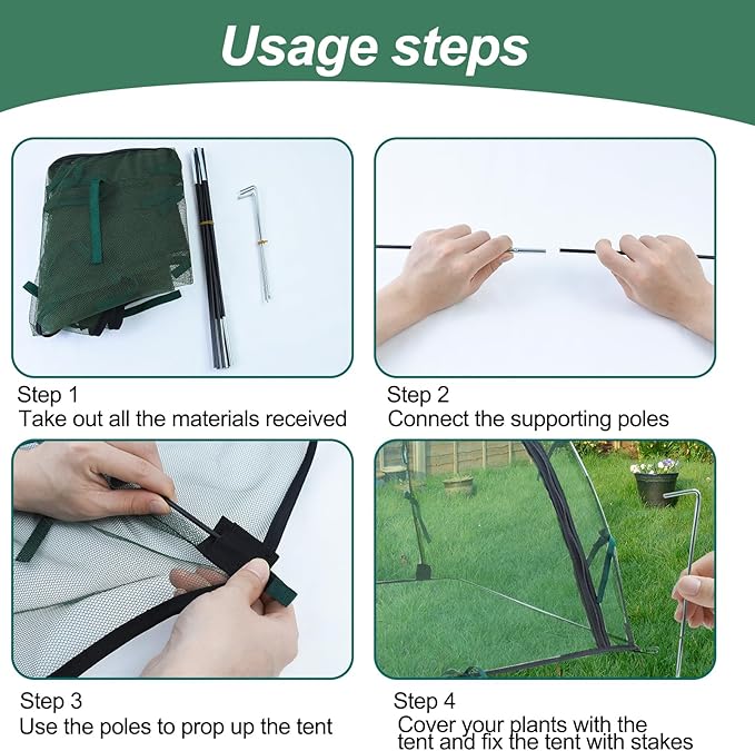 2pack Pest Guard Covers,36x36x37 Inches Garden Mesh Plant Cover Insect Bird Barrier Netting Mesh Outdoor Plant Tent Cover Pest Protection Guard for Fruit Vegetables