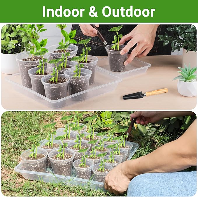 GREANER 6 Packs Square Clear Plant Saucer 6 8 10 Inch, Plastic Flower Plant Pot Saucer, Plant Watering Tray for Planter Pots, Flower Plant Drip Trays for Indoor & Outdoor Plants