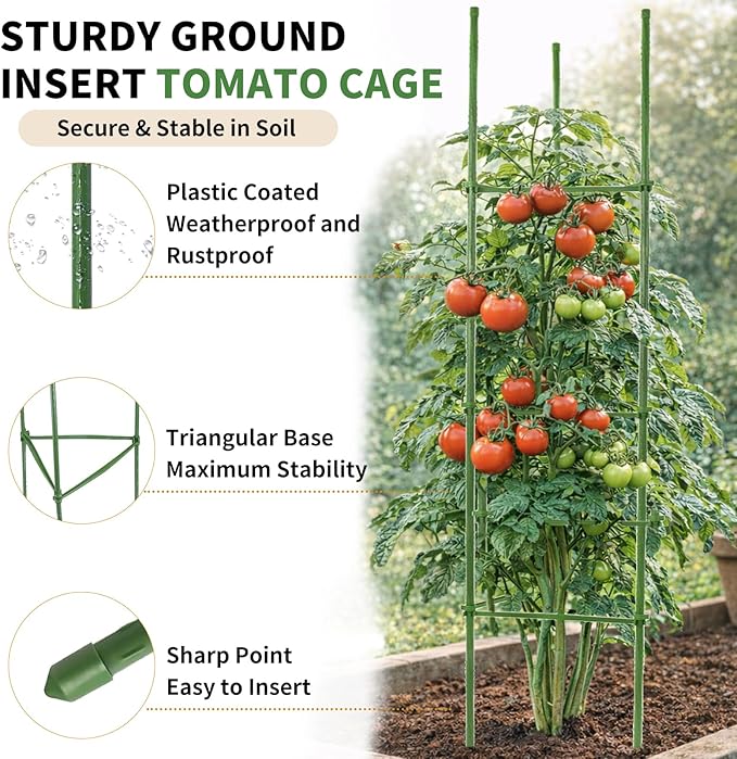 G-LEAF 6 Pack 6ft Tomato Cage for Garden Plant Support, Garden Stakes Tomato Cage, Tomato Cages Plant Stakes for Climbing Plants