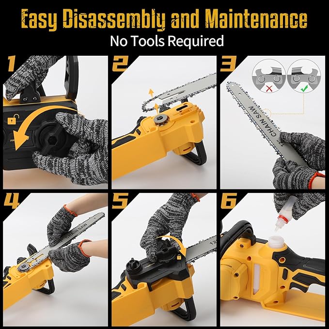 Mini Chainsaw for Dewalt 20V Max Battery, 12 Inch Electric Chainsaw Cordless with Security Lock, Hand Held Chain Saw for Wood Cutting, Tree Saw Trimming and Branch Pruning (Battery Not Included)