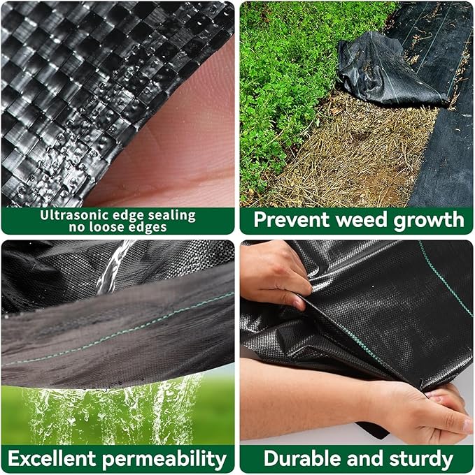 Weed Fabric Barrier Heavy Duty, 6FT x 300FT3.2oz Garden Weed Blocker Fabric, Landscaping Fabric, Weed Control Fabric Ground Cover Gardening Mat.
