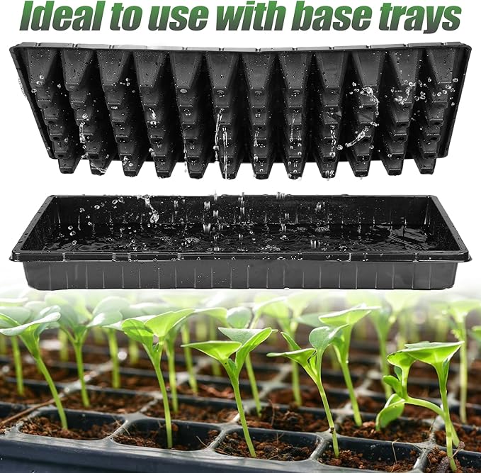 Apipi Seed Starter Tray Fits 1020 Growing Trays - 15 Pcs 72 Cell Reusable Seedling Nursery Trays, Thick Gardening Germination Trays with Drain Holes for Plant Seeds Propagation