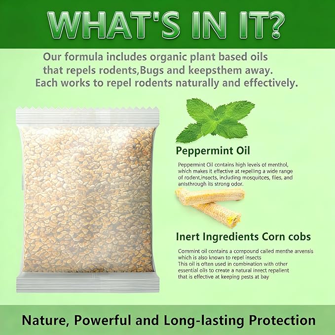 Mouse Repellent Pouches Squirrel Repellent 10Pack with Peppermint Oil: Natural Rodent Repellent Indoor to Get Rid of Rats, Mice, Squirrels - Rat Repellents for House, Car, and Outdoor