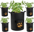 5 Pack 10 Gallon Potato Grow Bags with Flap and Handles, Heavy Duty Fabric Pots for Planting Potato, Carrots,Taro