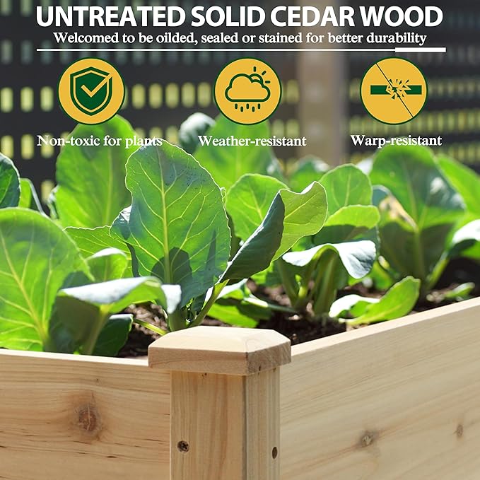 MUPATER 6x1.8ft Raised Garden Bed with Legs, Planter Box with Drainage Holes, Wood Raised Bed Garden for Plants, Vegetables, Flowers, Herbs, 309 lbs Capacity, 6.8 Cubic Feet Big Space, Natural Wood