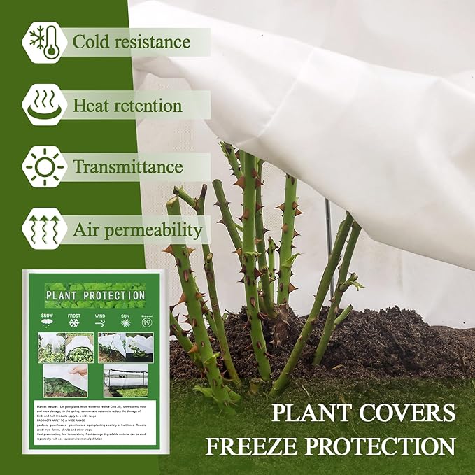 ZYNERY 2 Pack Plant Covers Freeze Protection, 1.2oz/yd² Frost Cloths for Outdoor Plants, Garden Cover Floating Row Covers, Plant Covers for Winter, Frost Blankets for Outdoor Plants - 10 x 33 Ft