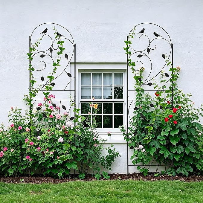 Garden Trellis for Climbing Plants, 71" H x 20" W, 2 Pack Heavy-Duty Metal Garden Trellis, Black Coated Rustproof Trellis for Plants Outdoor, Roses, Ivy, Flowers, and Vines