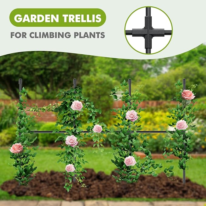 GOJAWAY Cucumber Trellis for Garden Vegetable Trellis, 47.2" x 47.2" Metal Garden Trellis Arch Plant Grow Support Frame for Climbing Plants Support Vegetable Flower Fruits Vine