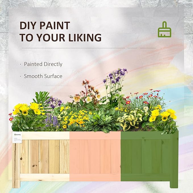 Outsunny Foldable Raised Garden Bed, Wooden Planter Box, Herb Garden Planter with Drainage Holes, for Backyard, Patio to Grow Vegetables, Herbs, and Flowers, 28'' x 12'' x 10"
