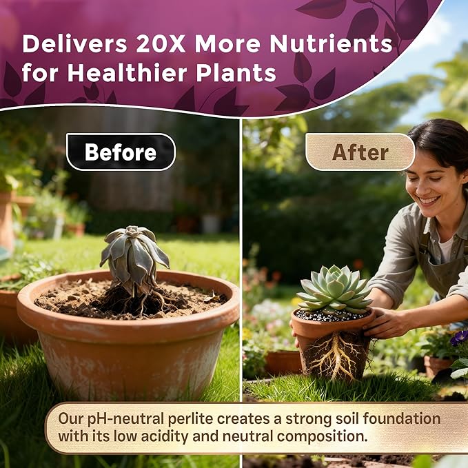 Professional Perlite for Plants 2.2 Quarts, Medium Grade Perlite Soil Additive for Indoor Outdoor Plants, Perlite for Gardening, Lightweight pH Neutral Soil Amendment, Made in USA