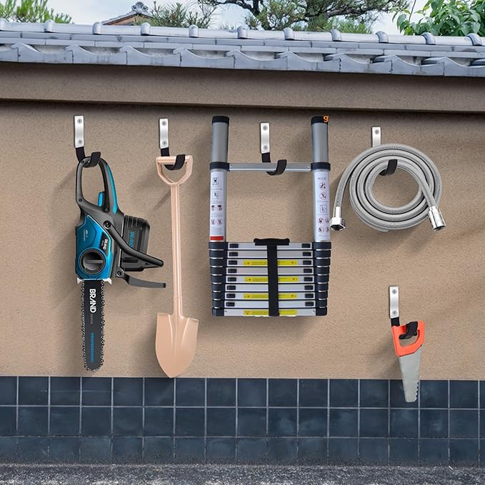 Heavy Duty Steel Garage Hooks,Garage Storage Utility Hooks,Heavy Duty Garage Garden Tool Organizer,Steel Wall Mount Hooks, Garden Hose Hanger, Small U Hooks (Black 6 Pack)