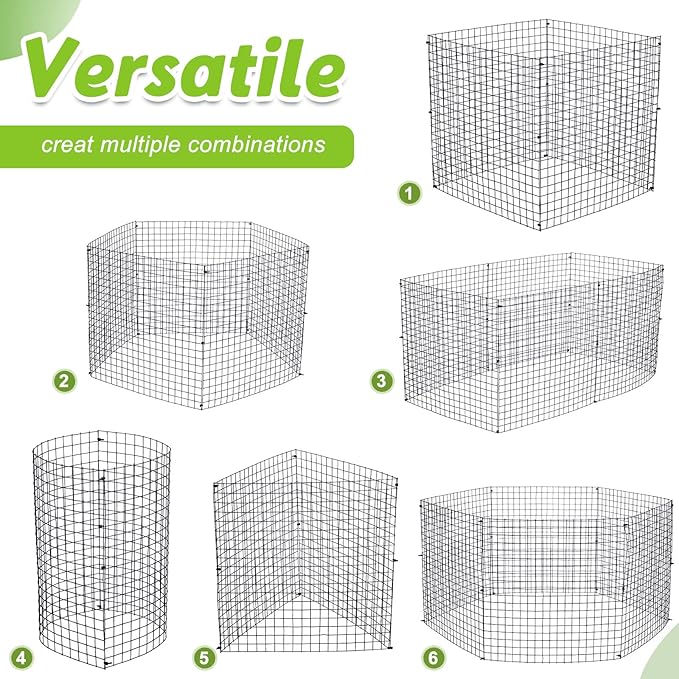Zubebe 14 Pack Small Wire Plant Protectors Square Plant Protectors from Animals Mesh Cage Chicken Wire Cloche for Shrubs and Vegetables with Ground Stakes and Nylon Ties (12 x 12 Inch)
