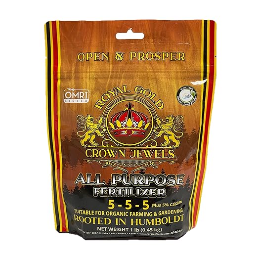 Royal Gold Crown Jewels Organic All Purpose 5-5-5 Dry Soluble Fertilizer, 1 lb - Excellent for Pre-Amending Soils, Top-Dress Applications, in Composts and Nutrient Teas