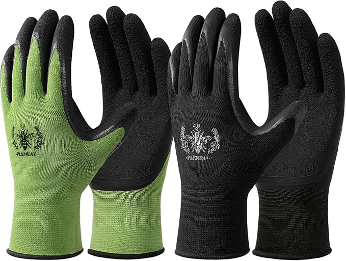 Pleneal Gardening Gloves for Women Men - 6/3 Pairs Garden Gloves with Grip, Latex Coated Working Glove, Medium Size
