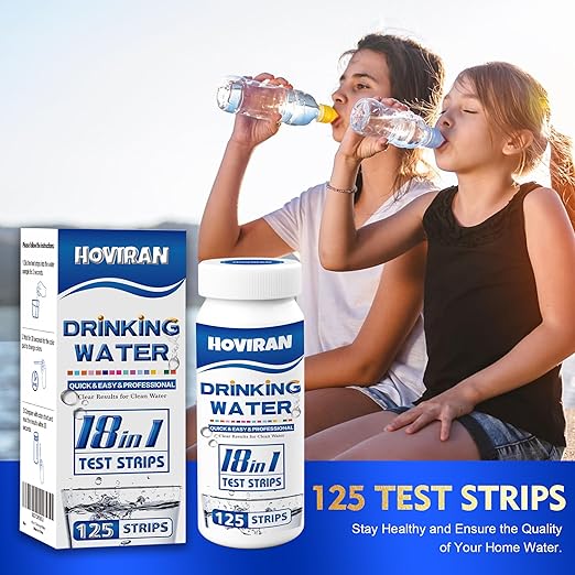 125 ct Drinking Water Test Strips - Home, Well Water Testing Kit for Lead, Hardness, Iron, Copper, Heavy Metals, Chlorine, Nitrate