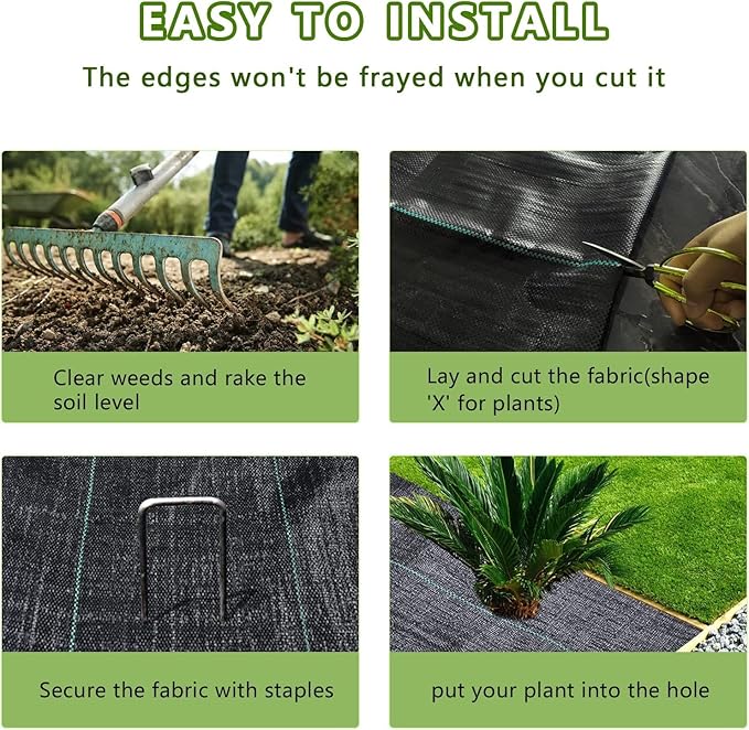 3.2oz-6ftx300ft Weed Barrier Landscape Fabric Heavy Duty, Weed Block Gardening Ground Cover Mat, Weed Control Garden Cloth, Woven Geotextile Fabric for Underlayment, Commercial Driveway Fabric