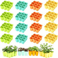 16 Packs Silicone Seed Starter Trays, Colorful Seedling Starter Trays Fit Up to 10''20" Planting Tray, 4 XL Cell Indoor Reusable Seedling Grow Trays for Vegetable, Flowers, Herb