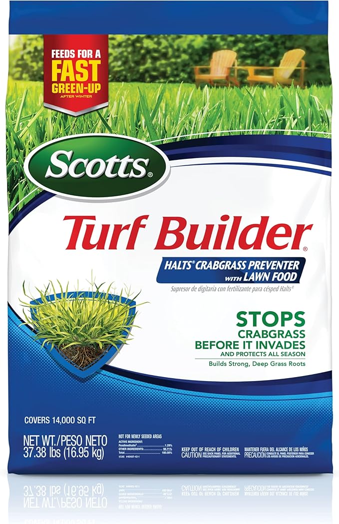 Scotts Turf Builder Halts Crabgrass Preventer with Lawn Food - Pre-Emergent Weed Killer, Lawn Fertilizer, 14,000 sq. ft., 37.38 lb.