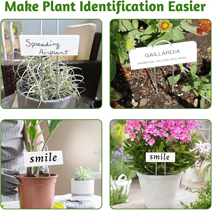 20 PCS Metal Plant Labels for Outdoor Garden Weatherproof, Reusable Metal Plant Markers, for Plants Herb Seedlings Flowers (White)