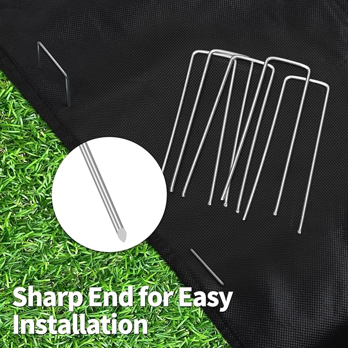 CEWOR 50 Pack Landscape Staples 4 Inch, Galvanized Garden Stakes 12 Gauge U-Shaped SOD Pins Yard Ground Staples for Landscaping Fabric, Plant Cover, Lawn, Turf, Irrigation Tubing Hose