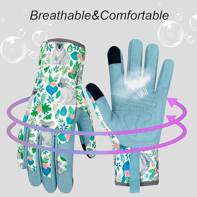 Leather Gardening Gloves for Women Thorn Proof Garden Gloves Touch Screen Working Gloves Gifts,M