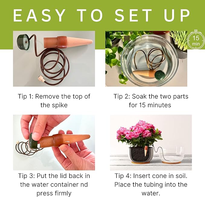 Blumat Classic Self-Watering Stakes - Prevents Overwatering and Underwatering for Healthy Growth While You are Away - Ideal for Indoor Plant Watering, 25 Pack, wo Adapter