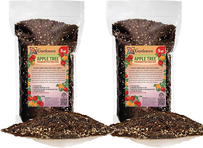 GARDENERA Premium Apple Potting Soil Mix - Perfect Balance of Nutrients, Drainage, and Aeration for Thriving Apple Trees - 10 QUARTS