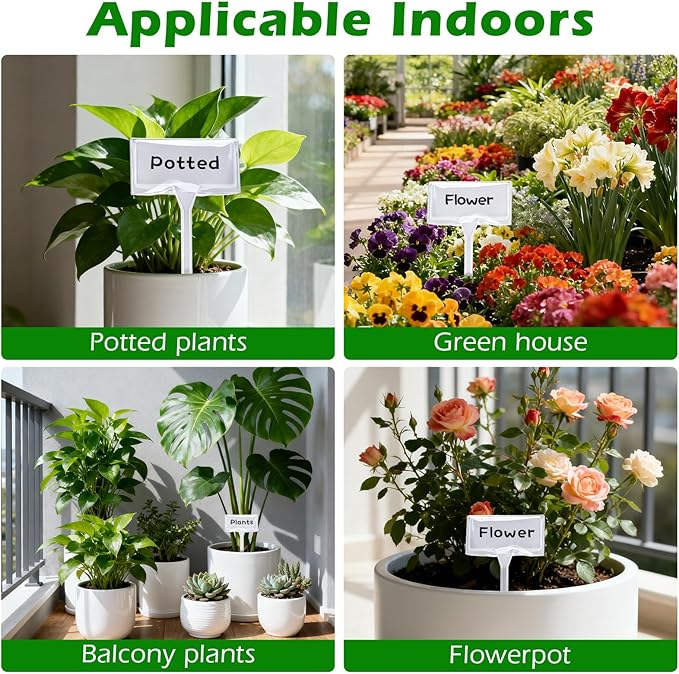 Outdoor Plant Label, 50 Pack Large Waterproof Plastic Plant T-Type Tags, Reusable Nursery Tag for Herbs Flowers Vegetable (White)