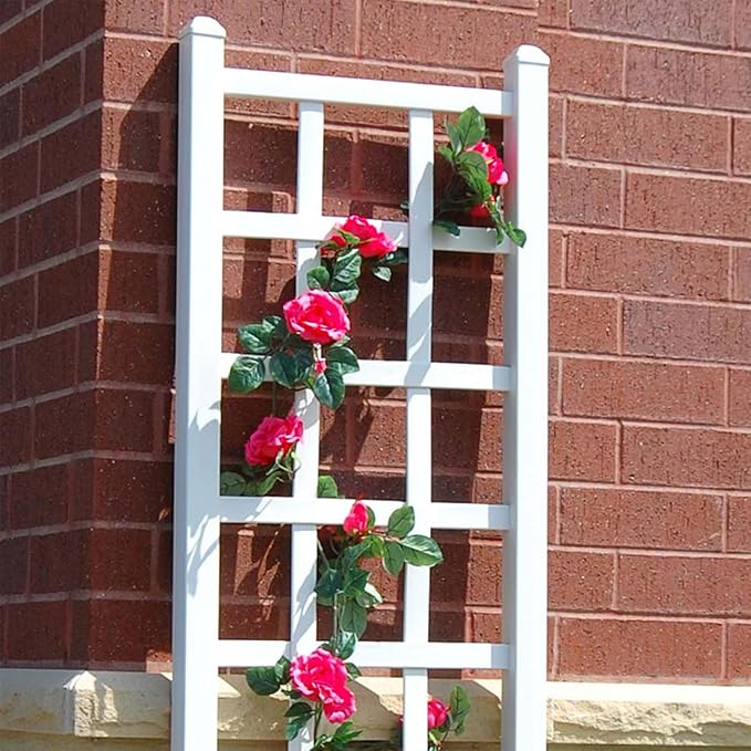 Dura-Trel Elmwood 22 by 75 Inch Indoor Outdoor Garden Trellis Plant Support for Vines and Climbing Plants, Flowers, and Vegetables, with Ground Anchors White