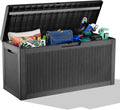 Vixzen 60 Gallon Outdoor Deck Box,Lockable Resin Waterproof Storage Box,UV Resistant,Weather Resistance,Outside Storage Bin for Gardening Tools,Pool Supplies（Black，60 Gallon）