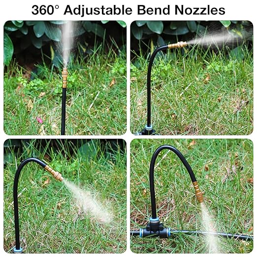 MIXC 200Ft 1/4" Drip Irrigation System,2026-Upgrade Garden Irrigation Kit with 32pcs Adjustable Copper Nozzles,Automatic Atomizing Watering System for Outdoor Plants,Raised Bed,Yard,Potted Plant,Lawn