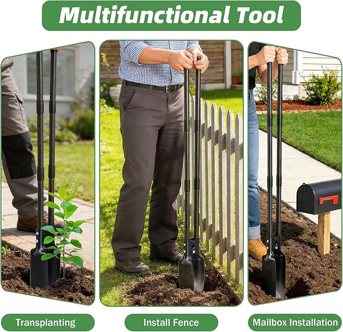 Post Hole Digger,54 Inch Heavy Duty Metal Hole Digger Tool for Digging,Grey Manual Tool for Transplant, Camping,Gardening.