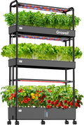 90-Pod Hydroponics Growing System, Large Vertical Hydroponic Garden with Smart Full-Spectrum Grow Lights, Auto Circulating Water, Mobile Indoor Gardening System for Herbs, Vegetables & Fruits