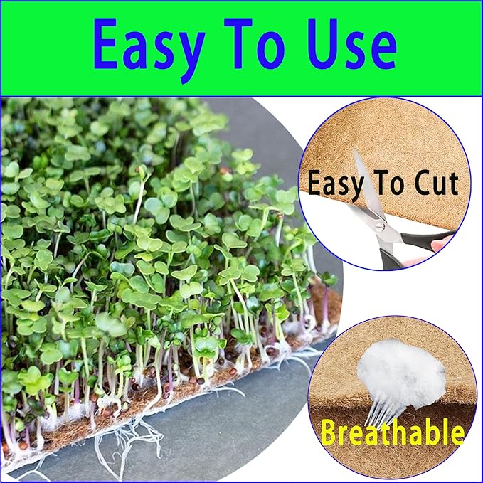 10 Pack Jute Grow Mat for Microgreens, 12" X 12" Hydroponic Grow Pads for Growing Tray Sprouting Trays Jute Fiber Seed Starter Planting for Wheatgrass Sprouts Starter Tray，Micro Greens & Wheatgrass