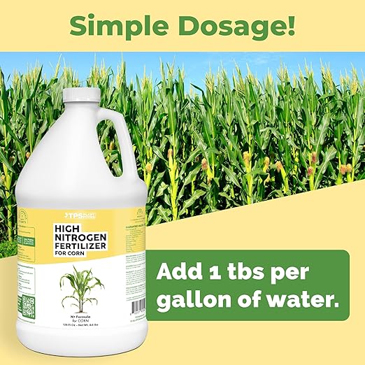 High Nitrogen Fertilizer for Corn, Supports Vigorous Corn Growth and High Yields, TPS Plant Foods, 1 Gallon (128oz)