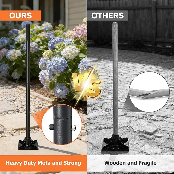 Tamper Tool, 59 Inch Long Handle Tamper Tool with Comfortable Grip,Heavy Duty Metal Garden Tool for Leveling Soil, Gravel,Driveway, Garden, Yard