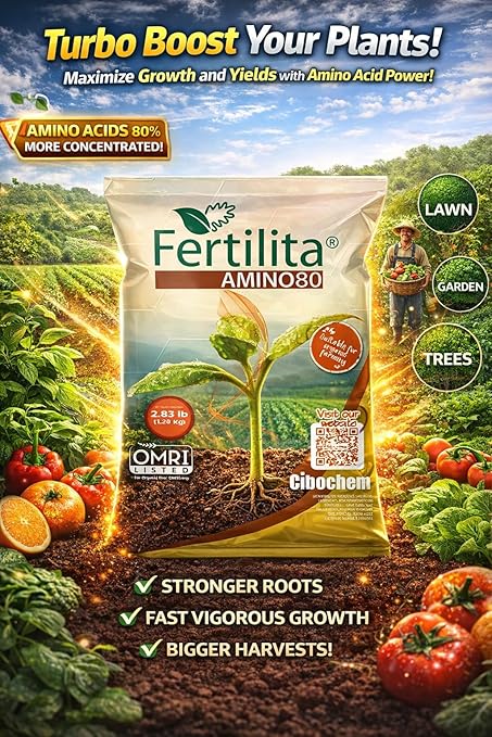 Amino ACIDS 80% More Concentrated - for Indoor and Outdoor Plants, LAWNS, Vegetables, and Fruit Trees - Supports Robust and Vigorous Growth,Better YIELDS - Water Soluble, Won't Burn