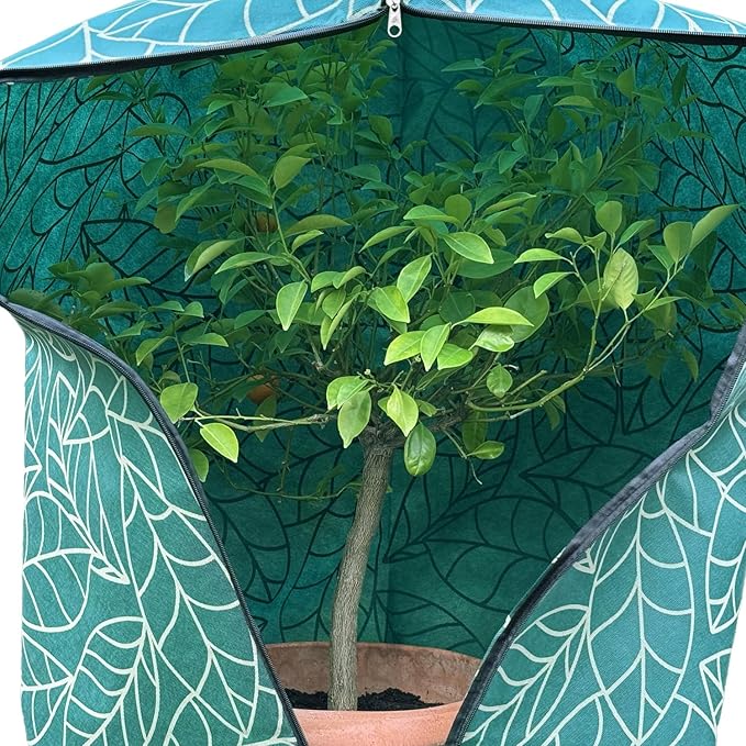 Plant Covers Freeze Protection 24"x32" in 2 Pack | Green Winter Frost Blankets for Outdoor Plants | Reusable Garden Cover Bags with Zipper Drawstring | Cold Weather Shrub Protection Cloth
