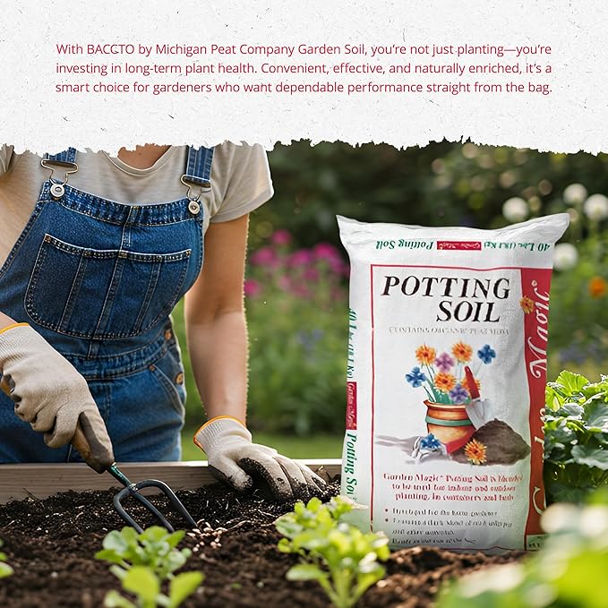 Michigan Peat 2 Pack Garden Magic General Purpose Moisture Retaining Potting Soil Mix for Indoor and Outdoor Planting, 40 lb Bag
