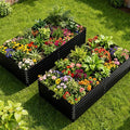 COMHOMA 2 Pack Raised Garden Bed 8x4x2ft,Galvanized Metal Planter Box Kit for Outdoor Gardening,Large Vegetable Flower Growing Beds with Gloves Tools,Black