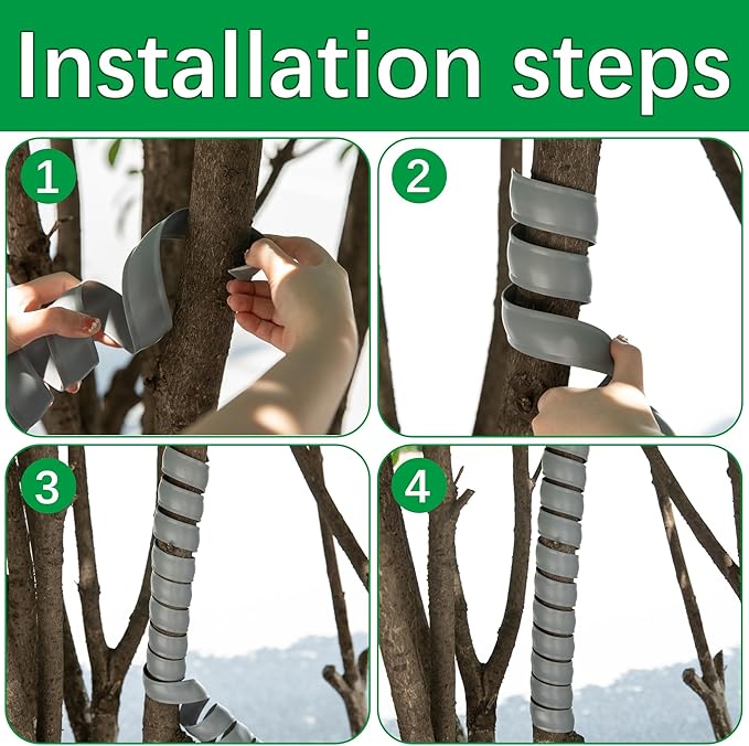 Watayo 6 PCS Tree Trunk Protector- 2 Size Plastic Spiral Tree Guard- Tree Bark Protector Tube Wraps to Protect Saplings Plants from Deer Rabbit Cats Rodents Mowers (Grey)