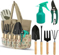 Scuddles 8-Piece Garden Tool Set with Bag, Stainless Steel Tools, Wooden Handles and Soft Poly-Cotton Gloves for Planting, Pruning and Home Gardening