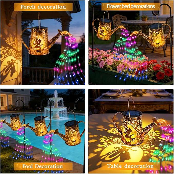 Solar Watering Can Lights, Fairy Gifts for Mothers Day Women Mom Grandma Birthday, Waterproof Outdoor Multicolor Garden Decor Large Hanging Solar Lantern Fairy Lights for Patio Porch Flowerbed Pathway