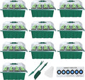 Seed Starter Tray, 10 Pack 12 Cell Seed Starter Kit with Humidity Dome, Reusable Plant Trays for Seedlings, Germination Kit with Humidity Strip for Plant Growing, Starter Pots for Planting
