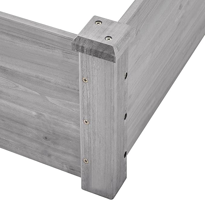 Topeakmart 92.5 x 47.5 x 10in Horticulture Raised Garden Bed 8×4ft Wooden Planting Box in Garden Backyard/Outdoor Use, Gray